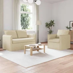 vidaXL Juego de Sofá 2 pcs 136 x 82 x 85 cm Tela Crema Outlet