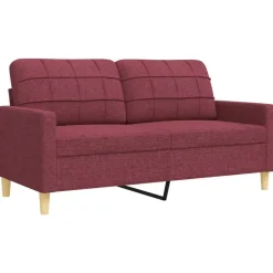 vidaXL Juego de sofá 3 piezas con reposapiés y cojines tela rojo tinto Rojo vino tinto Online
