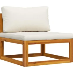 vidaXL Juego de sofá 2 pzas con cojines blanco madera de acacia Crema
