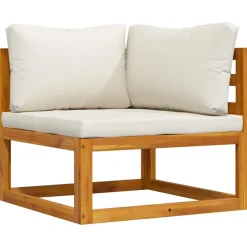 vidaXL Juego de sofá 2 pzas con cojines blanco madera de acacia Crema
