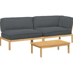vidaXL Juego de Sofá con cojín 3 pcs Antracita Madera de Acacia Sólida Discount