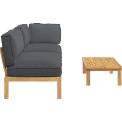 vidaXL Juego de Sofá con cojín 3 pcs Antracita Madera de Acacia Sólida Discount