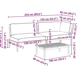 vidaXL Juego de Sofá con cojín 3 pcs Antracita Madera de Acacia Sólida Discount