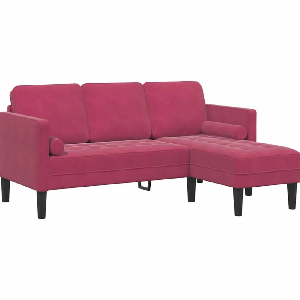 vidaXL Juego de Sofá con cojín Rojo vino Poliéster Rojo vino tinto Best
