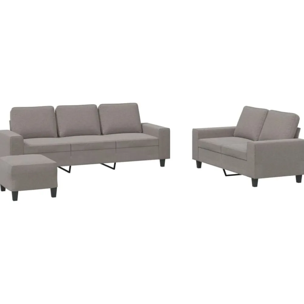 vidaXL Sofás-Juego de sofás 3 piezas tela gris taupe