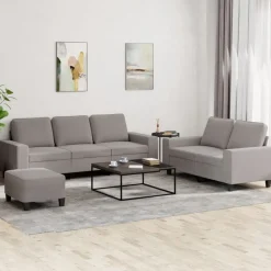 vidaXL Sofás-Juego de sofás 3 piezas tela gris taupe