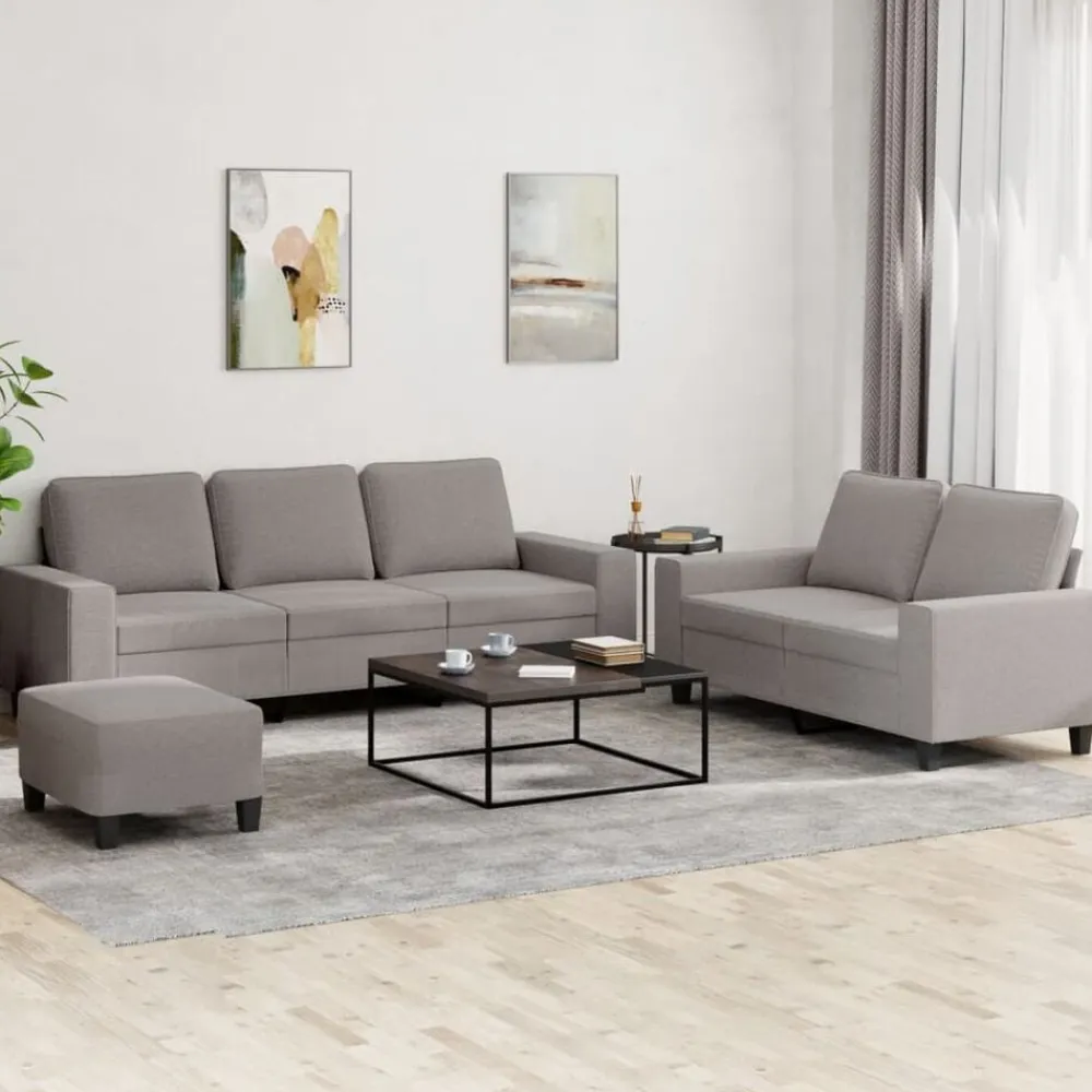 vidaXL Sofás-Juego de sofás 3 piezas tela gris taupe