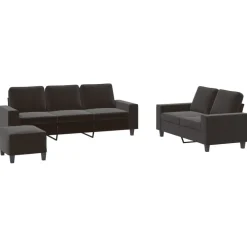vidaXL Juego de sofás 3 piezas tela Negro Discount