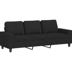 vidaXL Juego de sofás 3 piezas tela Negro Discount