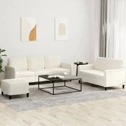 vidaXL Juego de sofás 3 piezas terciopelo Crema New