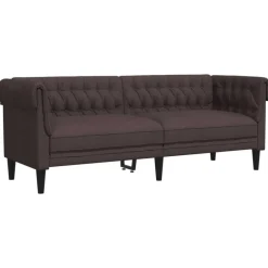 vidaXL Juego de sofás 2 piezas tela marrón oscuro Marr&oacute;n oscuro Sale