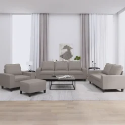 vidaXL Juego de sofás 4 piezas tela gris taupe Taupé Best