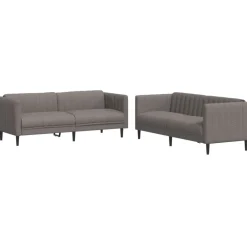 vidaXL Juego de sofás 2 piezas tela gris taupe Taupé Sale