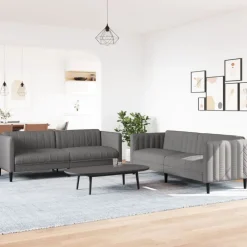 vidaXL Juego de sofás 2 piezas tela gris taupe Taupé Sale