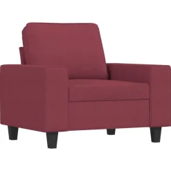 vidaXL Sofás-Juego de sofás 4 piezas tela rojo tinto