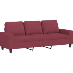 vidaXL Sofás-Juego de sofás 4 piezas tela rojo tinto