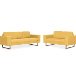 vidaXL Juego de sofás 2 piezas de tela Amarillo New