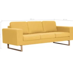 vidaXL Juego de sofás 2 piezas de tela Amarillo New