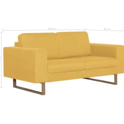 vidaXL Juego de sofás 2 piezas de tela Amarillo New