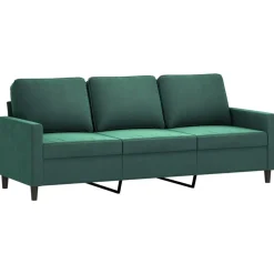 vidaXL Juego de sofás 4 piezas terciopelo Verde oscuro New