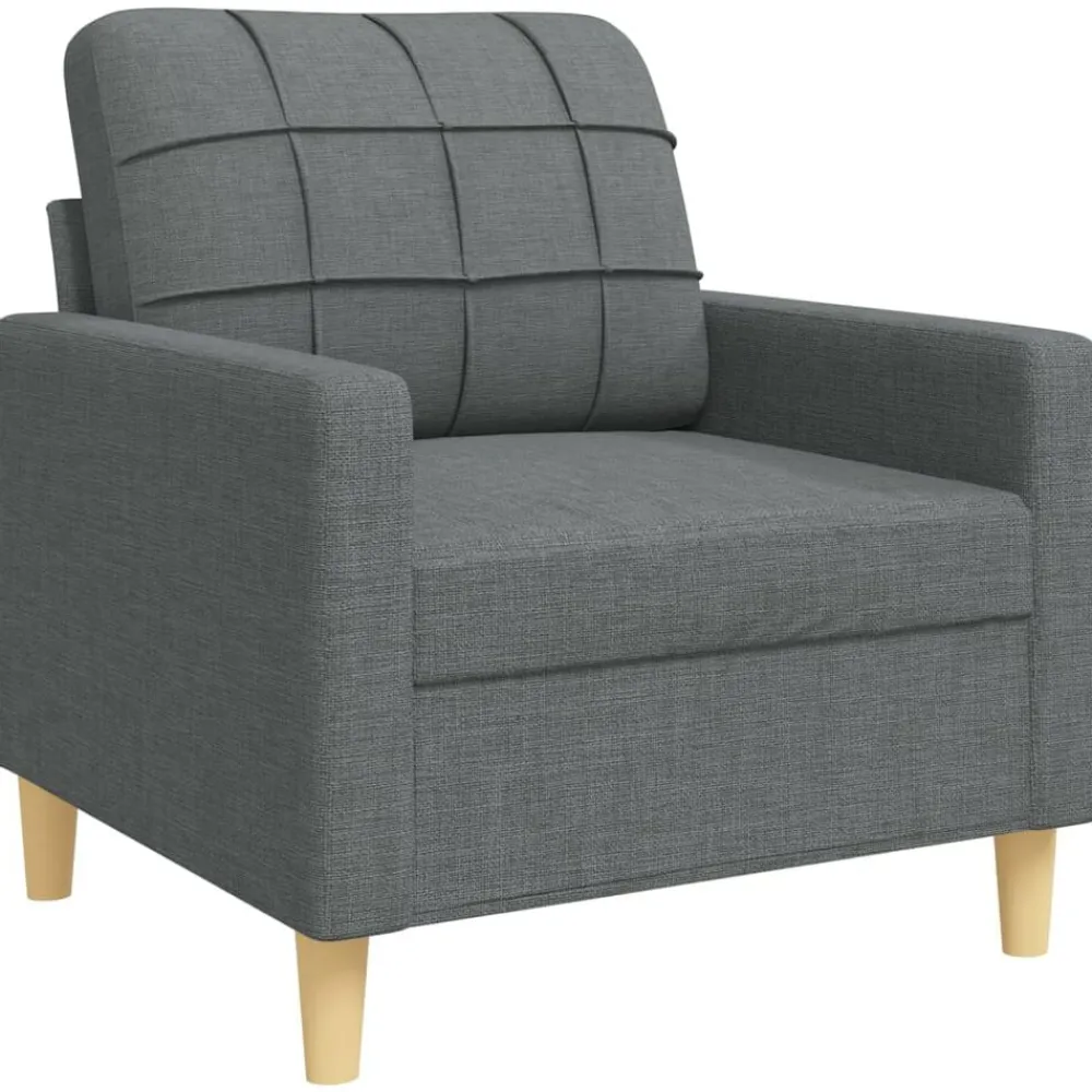 vidaXL Juego de sofás 4 pzas con reposapiés y cojines tela Gris oscuro Outlet