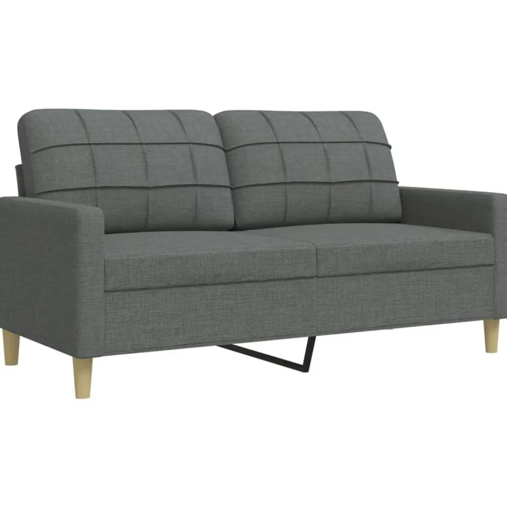 vidaXL Juego de sofás 4 pzas con reposapiés y cojines tela Gris oscuro Outlet
