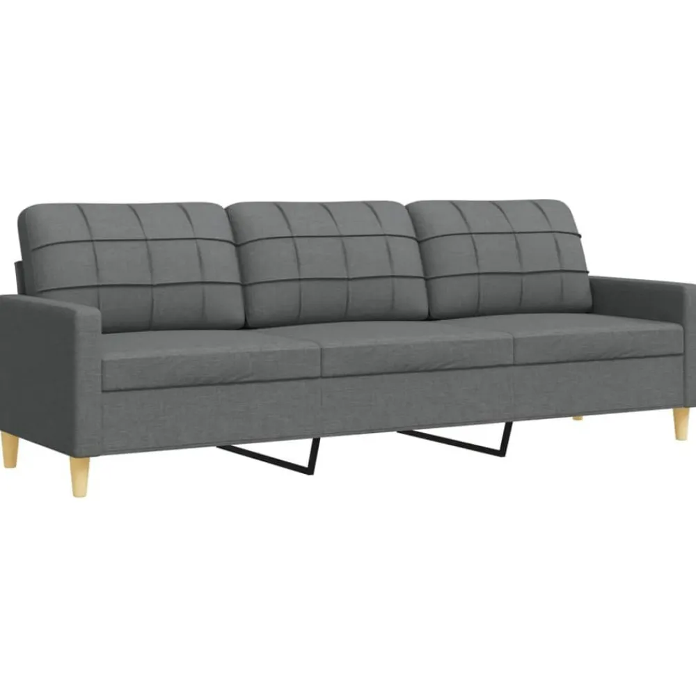 vidaXL Juego de sofás 4 pzas con reposapiés y cojines tela Gris oscuro Outlet