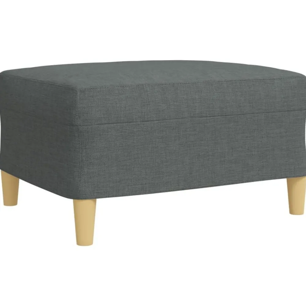 vidaXL Juego de sofás 4 pzas con reposapiés y cojines tela Gris oscuro Outlet