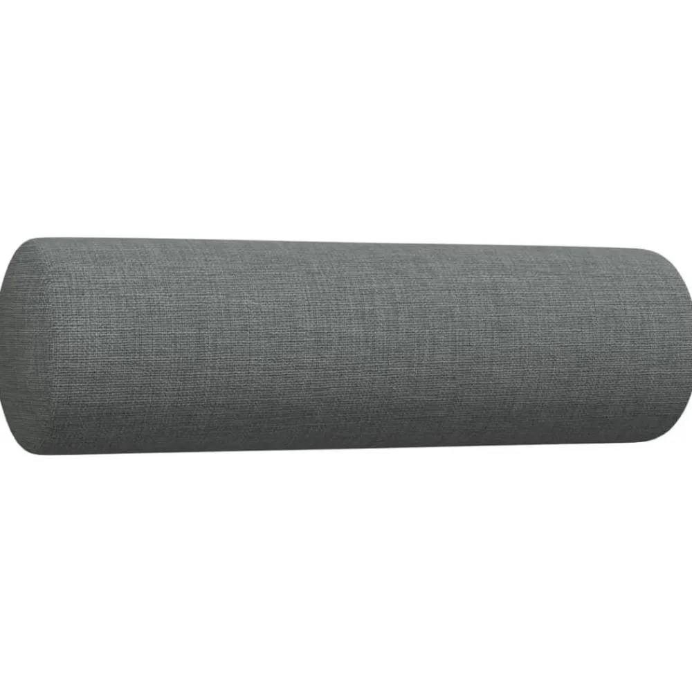 vidaXL Juego de sofás 4 pzas con reposapiés y cojines tela Gris oscuro Outlet