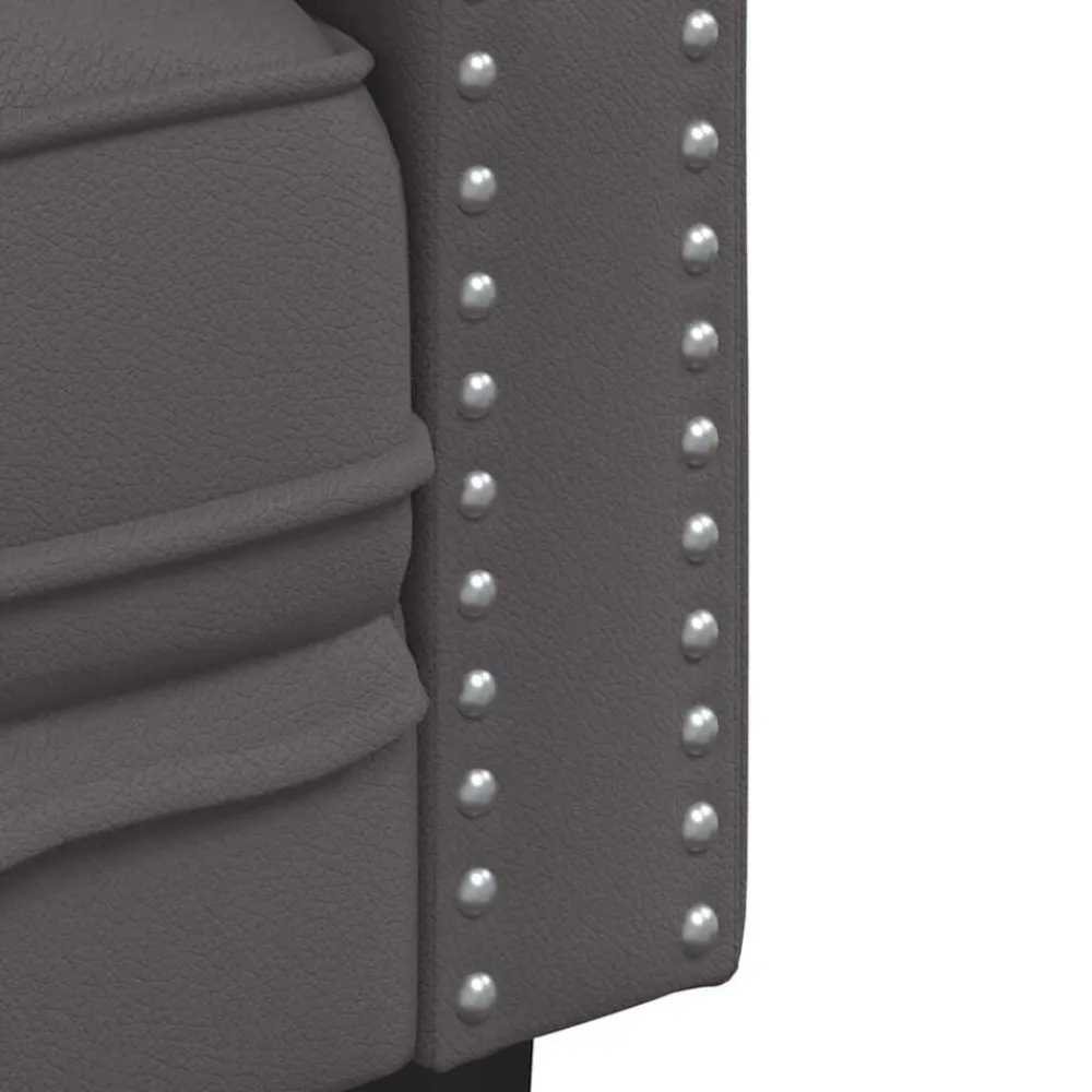vidaXL Juego de sofás Chesterfield 3 piezas cuero sintético Gris Clearance