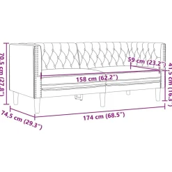 vidaXL Juego de sofás Chesterfield 3 piezas cuero sintético Gris Clearance