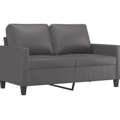 vidaXL Juego de sofás con cojines 2 piezas cuero sintético Gris