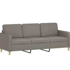vidaXL Juego de sofás con cojines 3 piezas tela gris taupe Taupé Discount