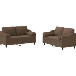 vidaXL Juego de sofás con cojines 2 piezas tela marrón Marr&oacute;n Clearance