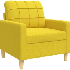 vidaXL Juego de sofás con cojines 3 piezas tela Amarillo claro Hot