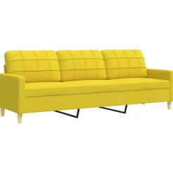 vidaXL Juego de sofás con cojines 3 piezas tela Amarillo claro Hot