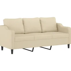 vidaXL Juego de sofás con cojines 2 piezas tela Crema Discount