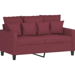 vidaXL Juego de sofás con cojines 2 piezas tela rojo tinto Rojo vino tinto Hot