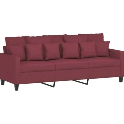 vidaXL Juego de sofás con cojines 2 piezas tela rojo tinto Rojo vino tinto Hot