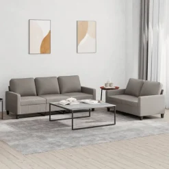 vidaXL Juego de sofás con cojines 2 piezas tela gris taupe Taupé Sale