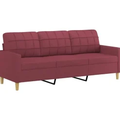vidaXL Juego de sofás con cojines 3 piezas tela rojo tinto Rojo vino tinto Hot