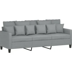 vidaXL Juego de sofás con cojines 3 piezas tela Gris claro
