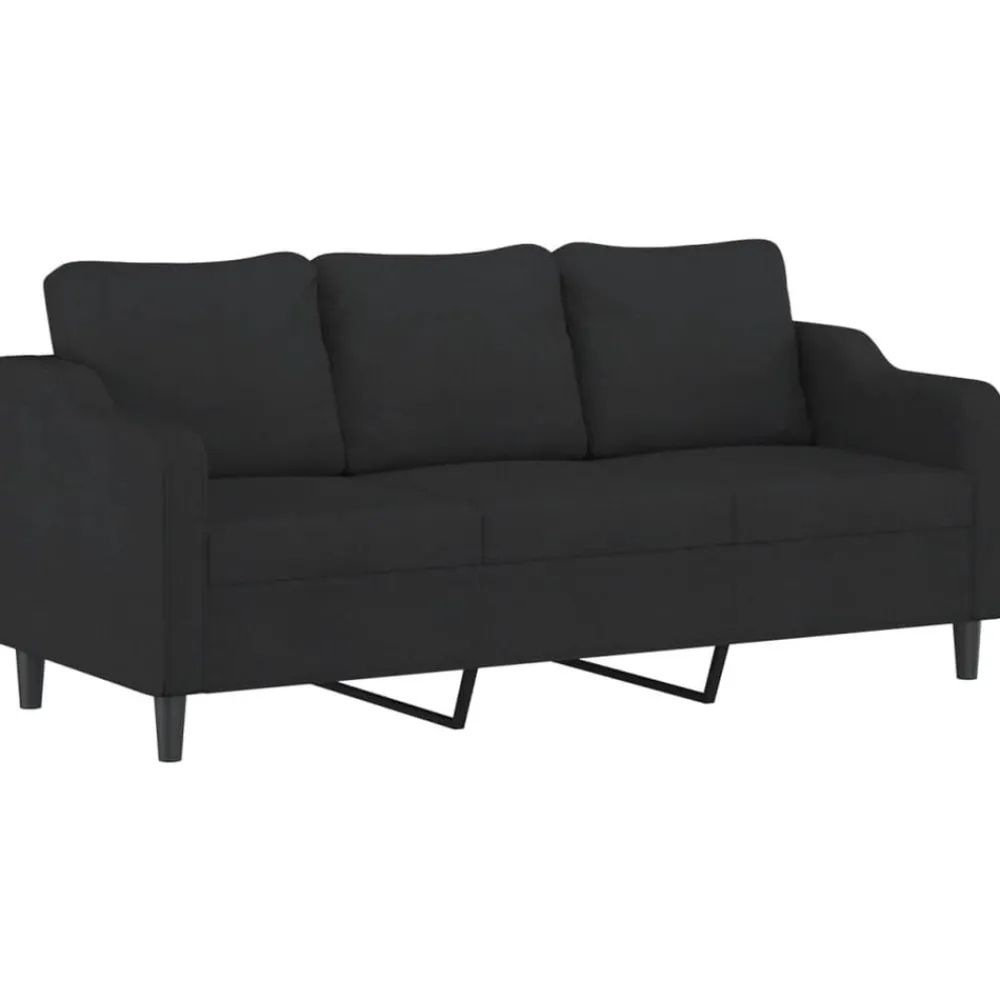 vidaXL Juego de sofás con cojines 3 piezas tela Negro Hot