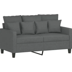 vidaXL Juego de sofás con cojines 4 piezas tela Gris oscuro New