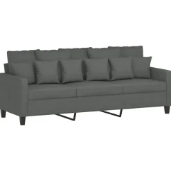 vidaXL Juego de sofás con cojines 4 piezas tela Gris oscuro New