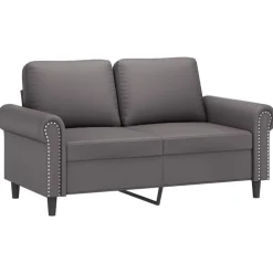 vidaXL Juego de sofás con cojines 2 piezas cuero sintético Gris