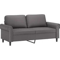 vidaXL Juego de sofás con cojines 2 piezas cuero sintético Gris
