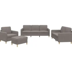 vidaXL Juego de sofás con cojines 4 piezas tela gris taupe Taupé Outlet