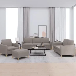 vidaXL Juego de sofás con cojines 4 piezas tela gris taupe Taupé Outlet