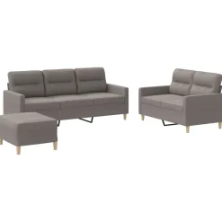 vidaXL Juego de sofás con cojines 3 piezas tela gris taupe Taupé Best